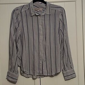 LOFT-Blue/White Striped Blouse - Size Small